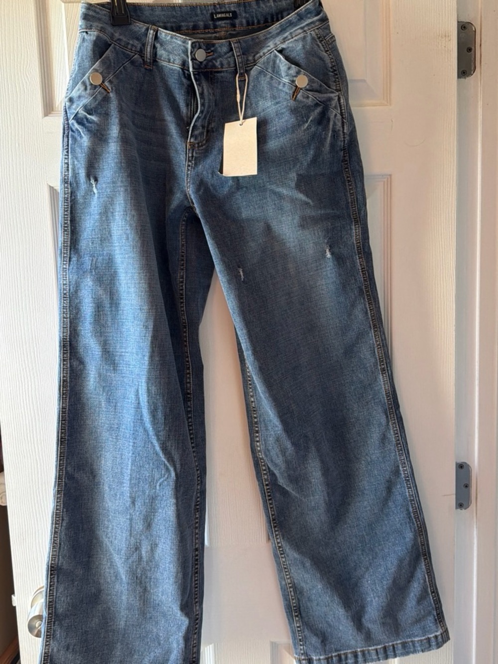 Wide-Leg Flare Jeans in Blue Denim
